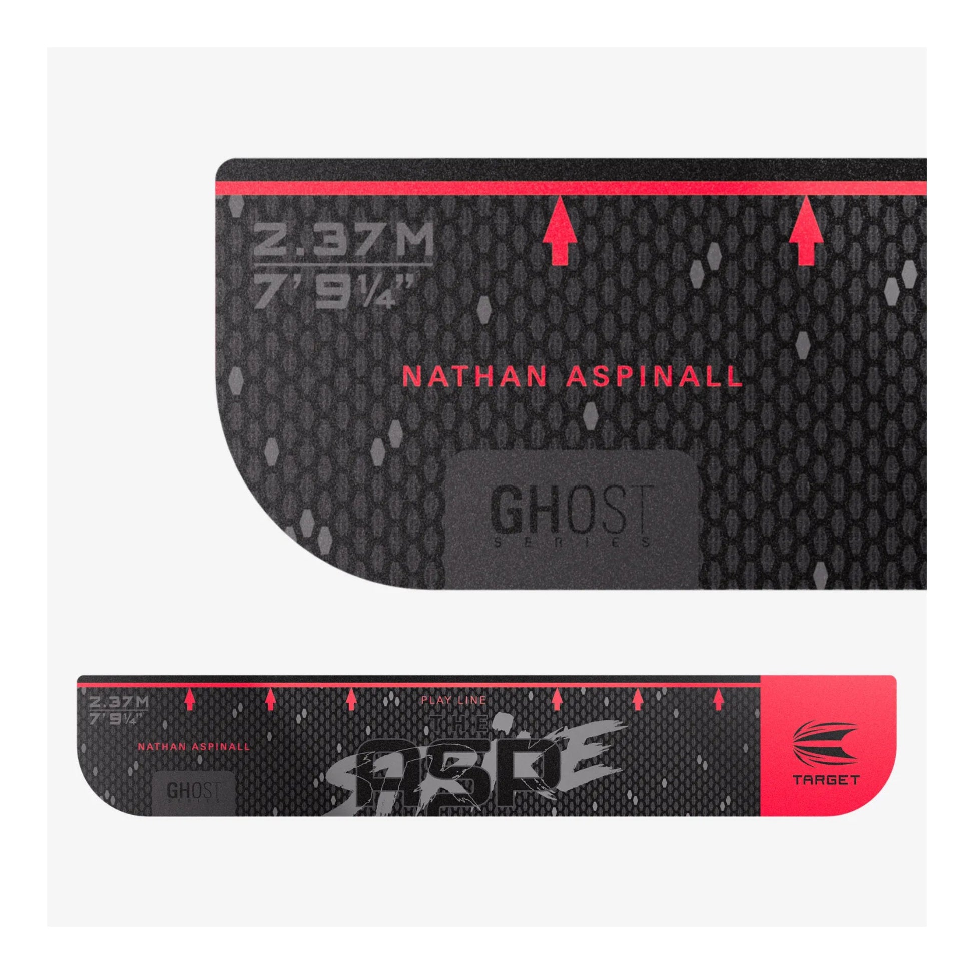 Target Darts branding detail on Aspinall edition throw line
