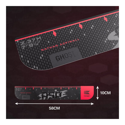 Full length view of Nathan Aspinall red throw line floor marker