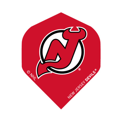 Red dart shape with New Jersey Devils logo on a white background