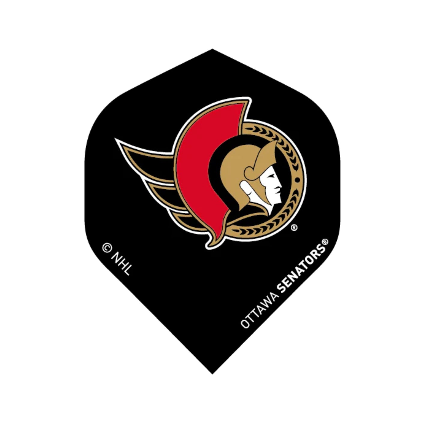 Dart flight with Ottawa Senators logo on a black background