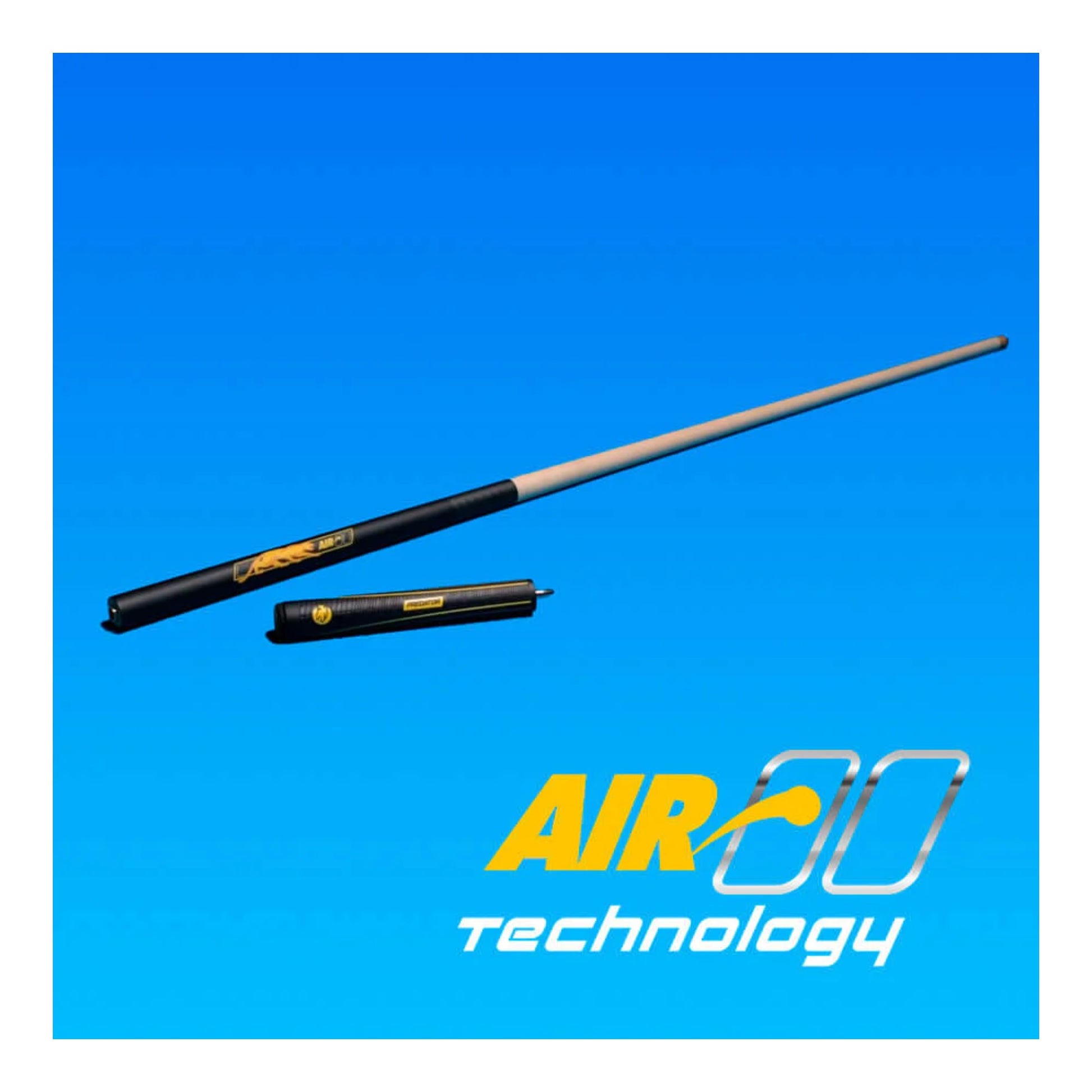 Disassembled Predator Air II Jump Cue showing the three-piece construction and Uni-Loc joints.