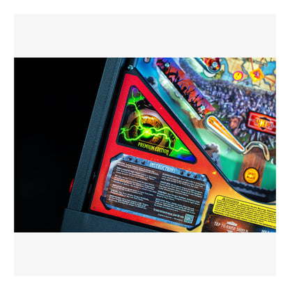 Close-up of a colorful electronic device with text and graphics on a white background