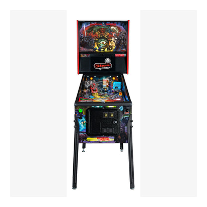 Pinball machine with colorful artwork on a white background
