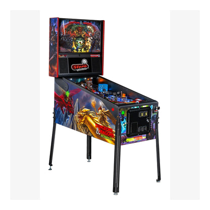 Pinball machine with colorful artwork on a white background
