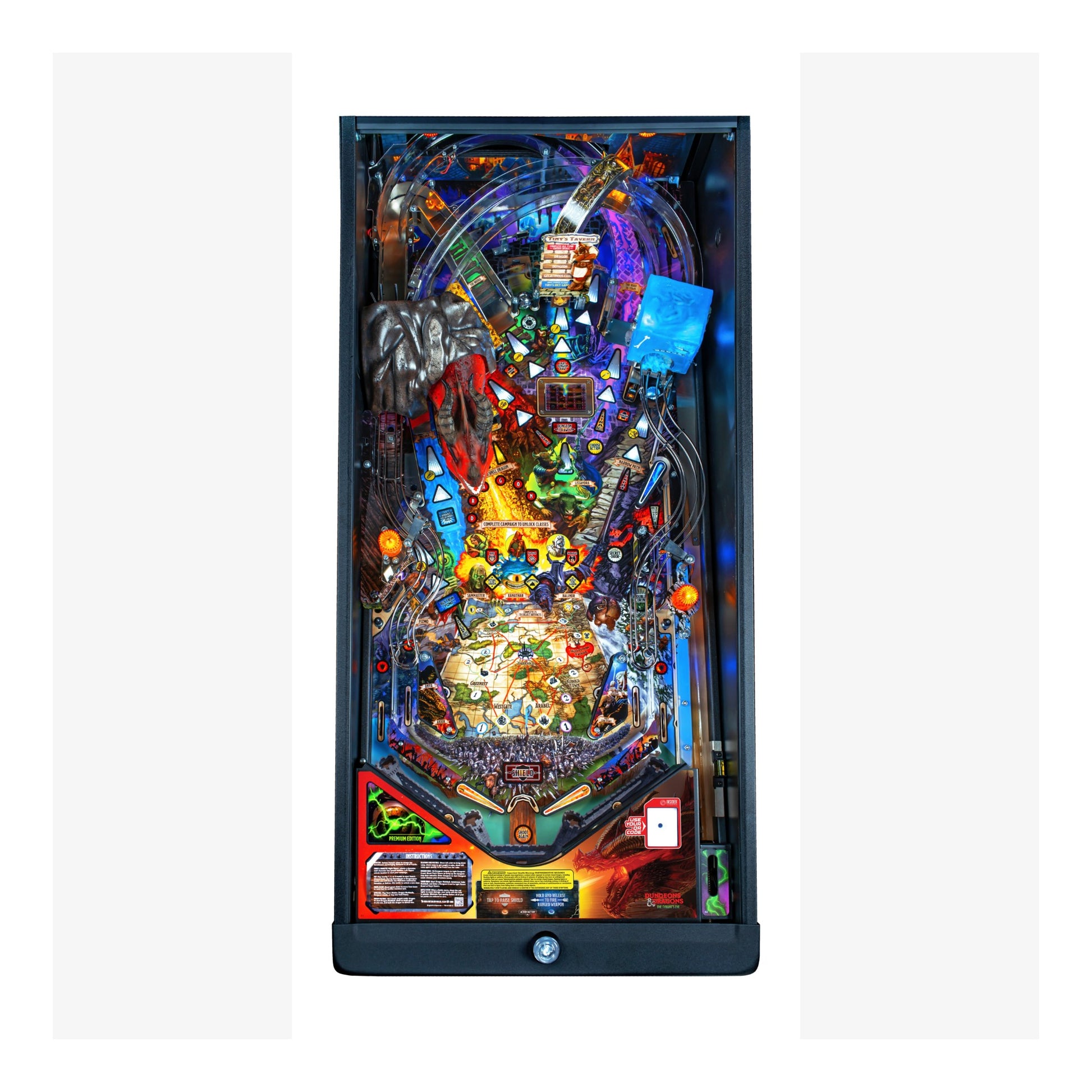 Colorful pinball machine on a white background