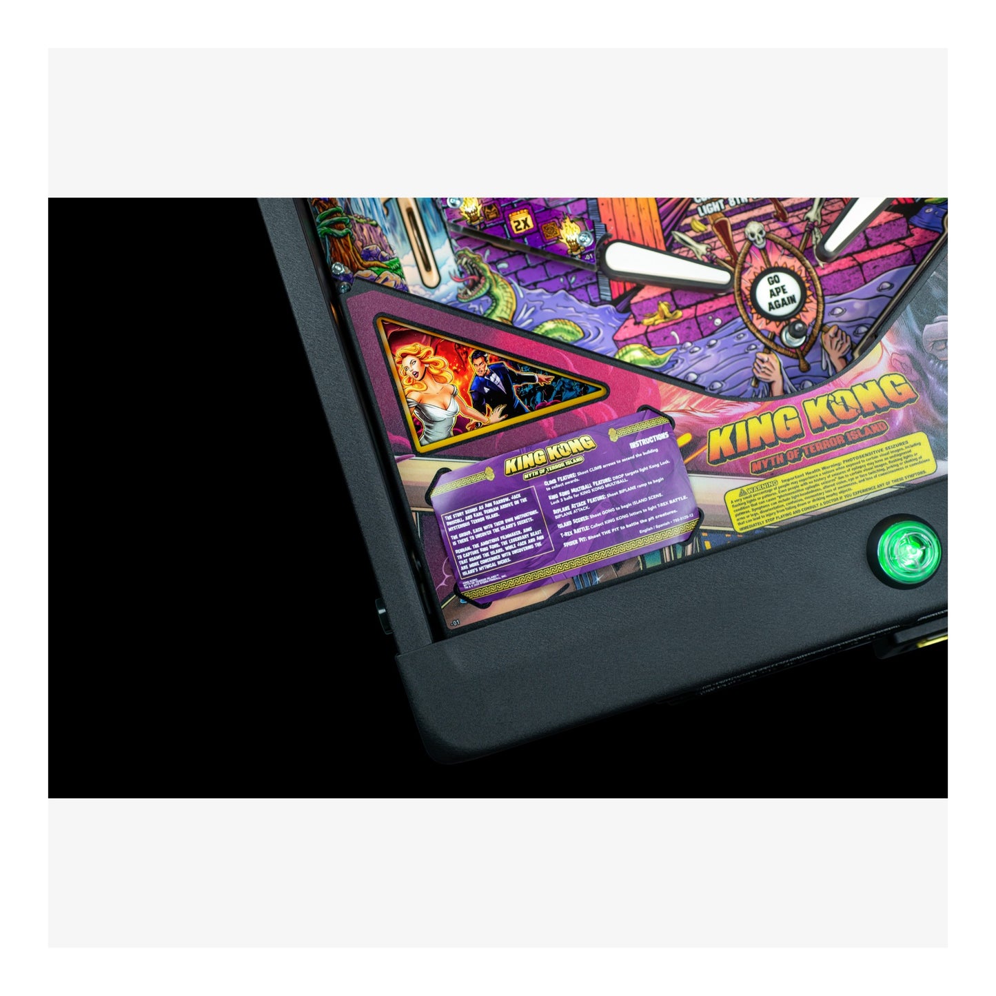 Close-up of a colorful arcade game cabinet with 'King Kong' branding.