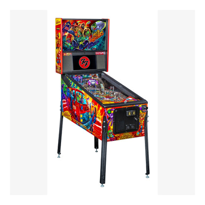 Colorful pinball machine with vibrant graphics on a white background