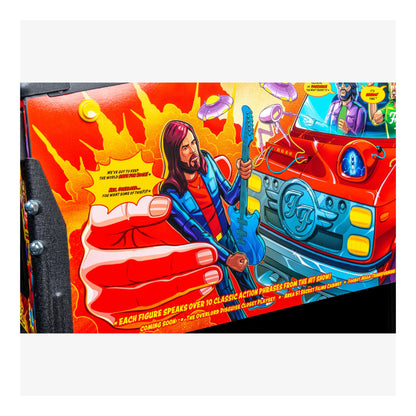 Colorful toy set packaging with a guitar player and car design.