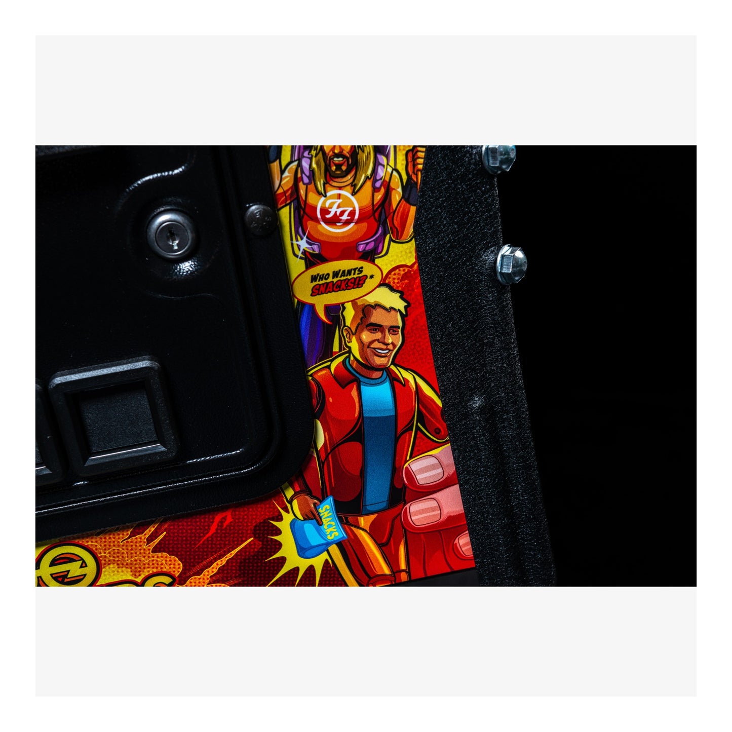 Colorful graphic design with a character in a red jacket and blue shirt, surrounded by vibrant colors.