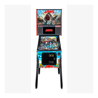 Pinball machine themed after the movie 'Jaws' on a white background