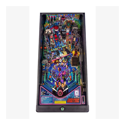 Pinball machine with colorful design on a white background