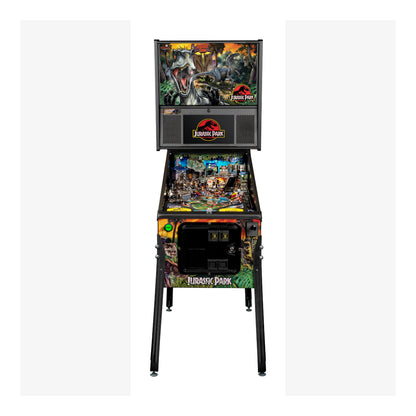 Pinball machine themed after 'Jurassic Park' on a white background