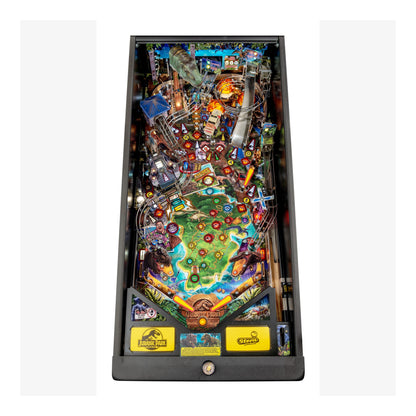 Pinball machine with detailed artwork on a white background