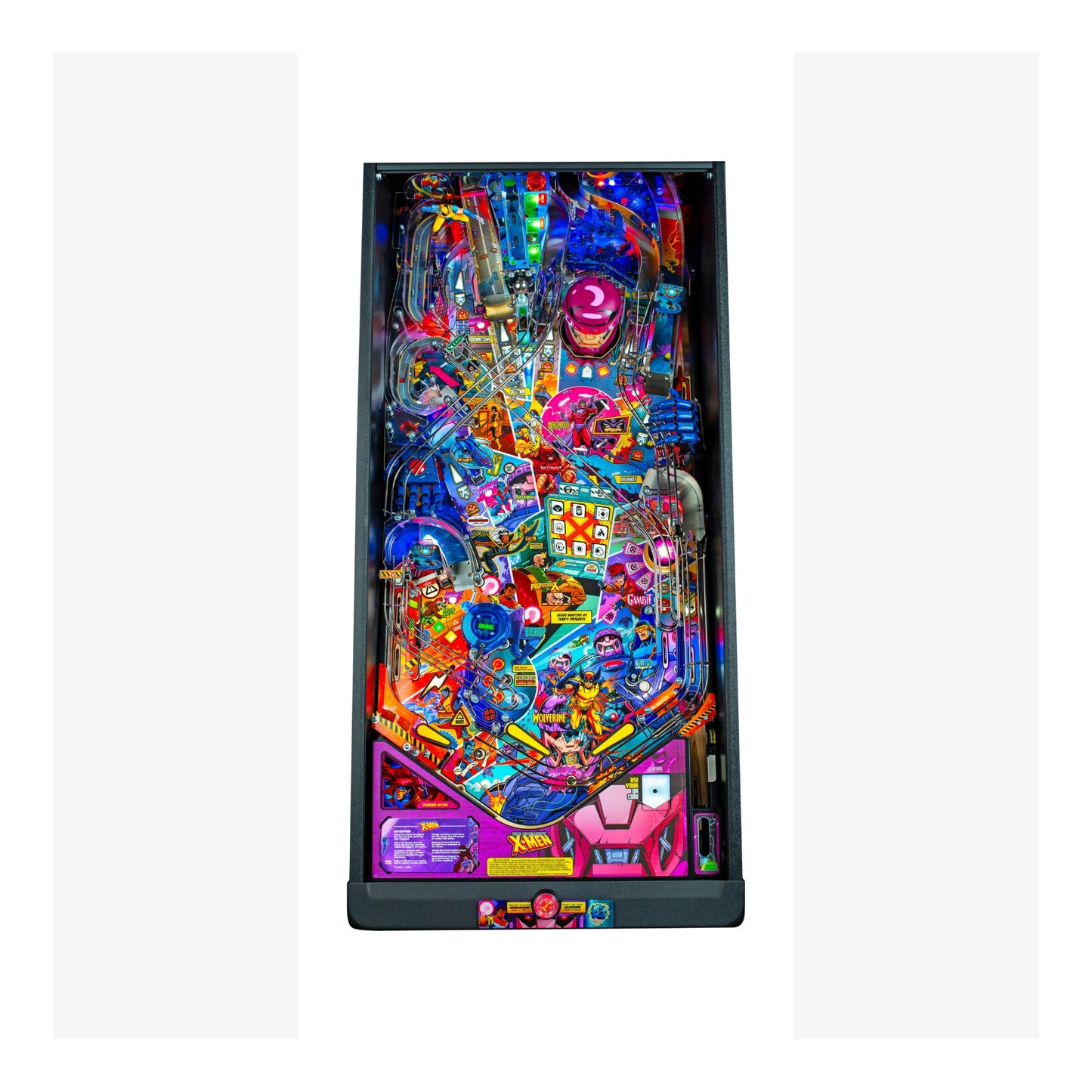 Colorful pinball machine on a white background