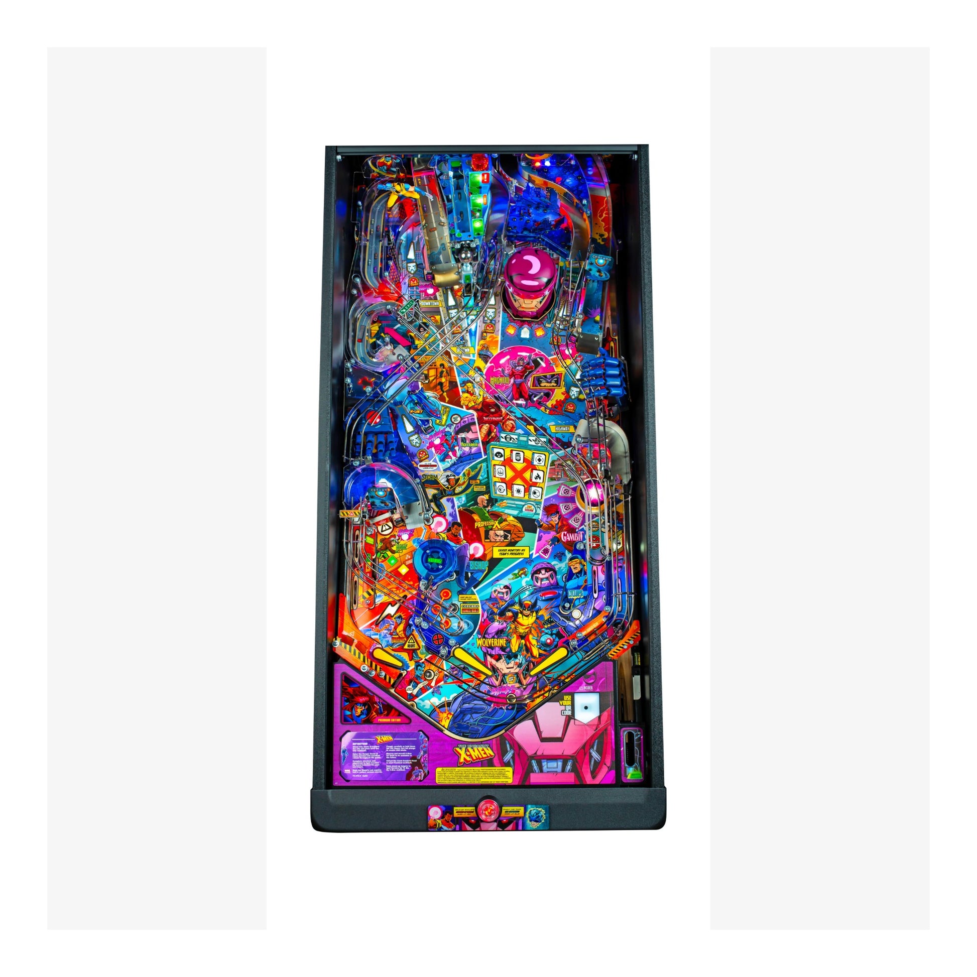 Colorful pinball machine on a white background