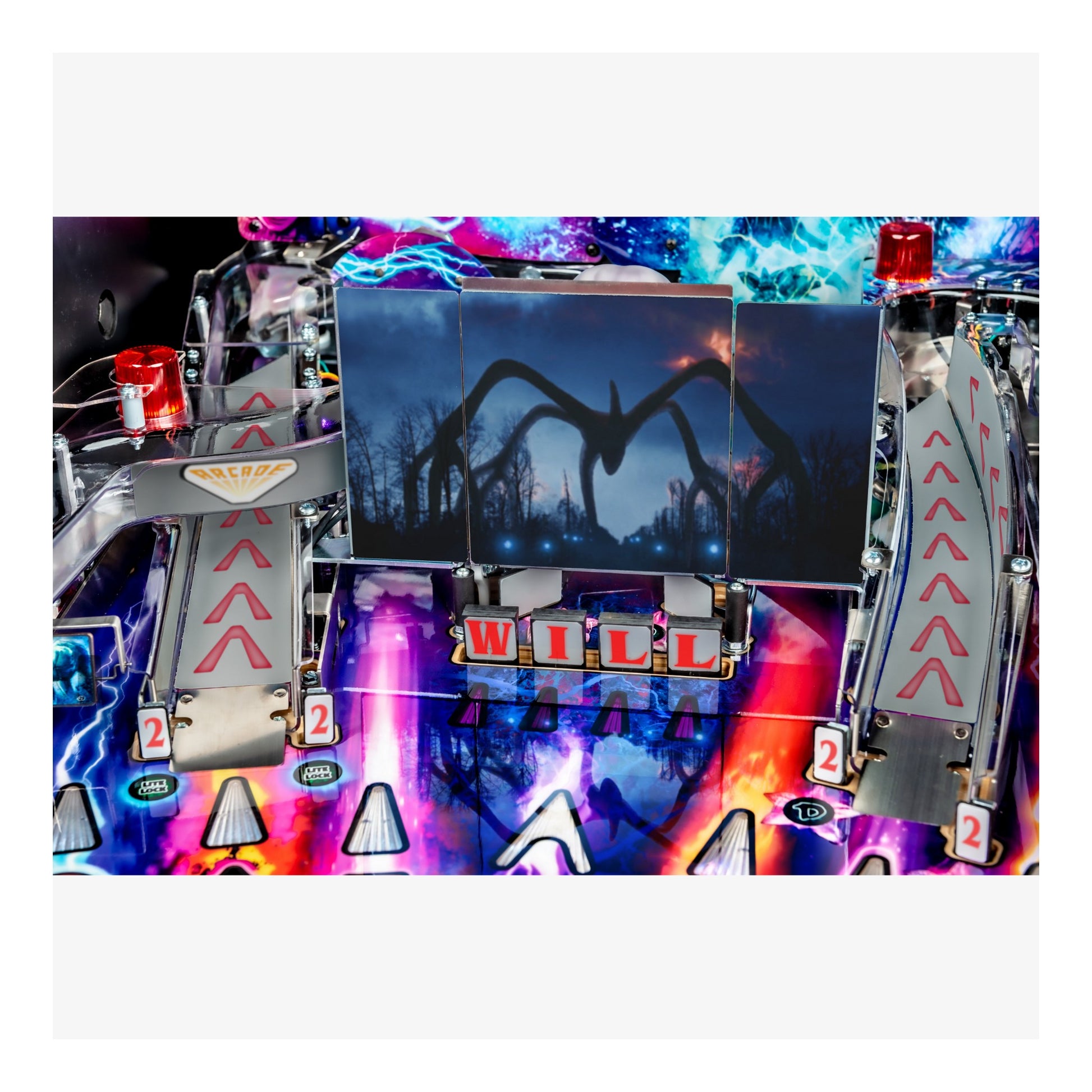 Pinball machine with colorful design and 'WIL' text