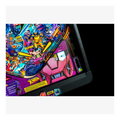 Colorful pinball machine with X-Men theme on a white background