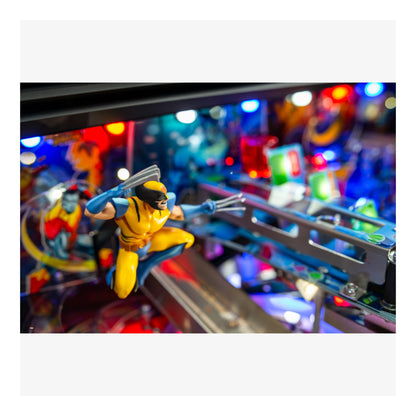 Pinball machine with a superhero figure in action