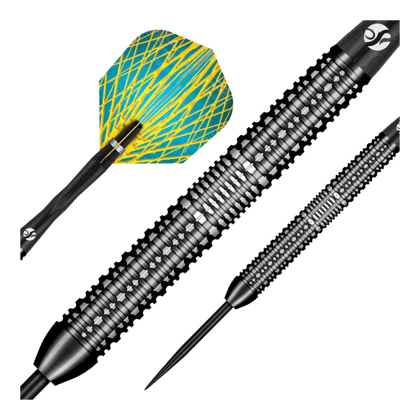 Shot Darts Rowby-John Rodriguez Baha steel tip dart barrel closeup showing hexagonal grip texture