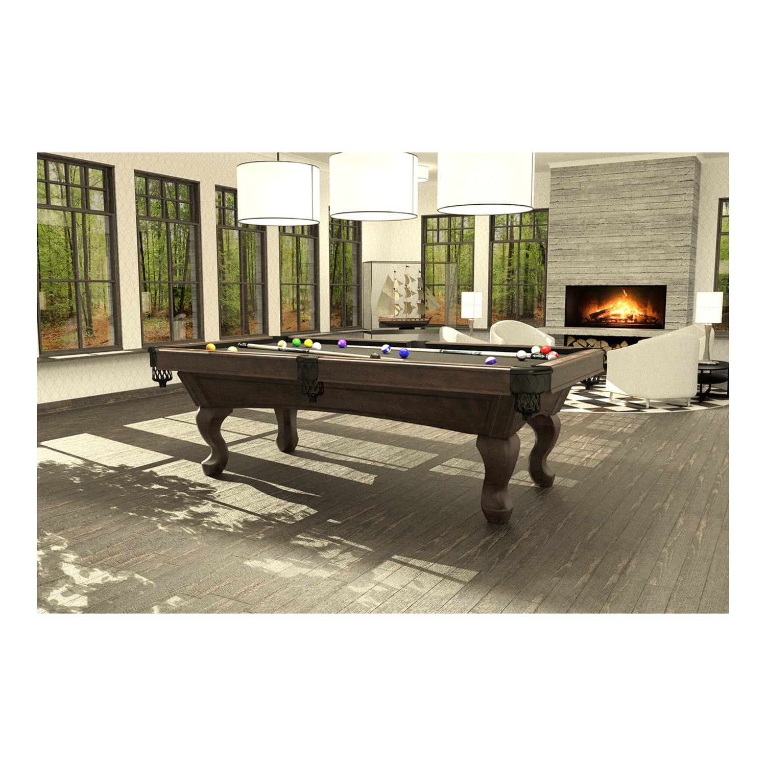 Queen-Ann Pool Table Canada Billiard Solid Birch Wood Frame