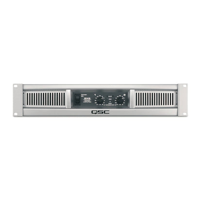 QSC audio amplifier on a white background