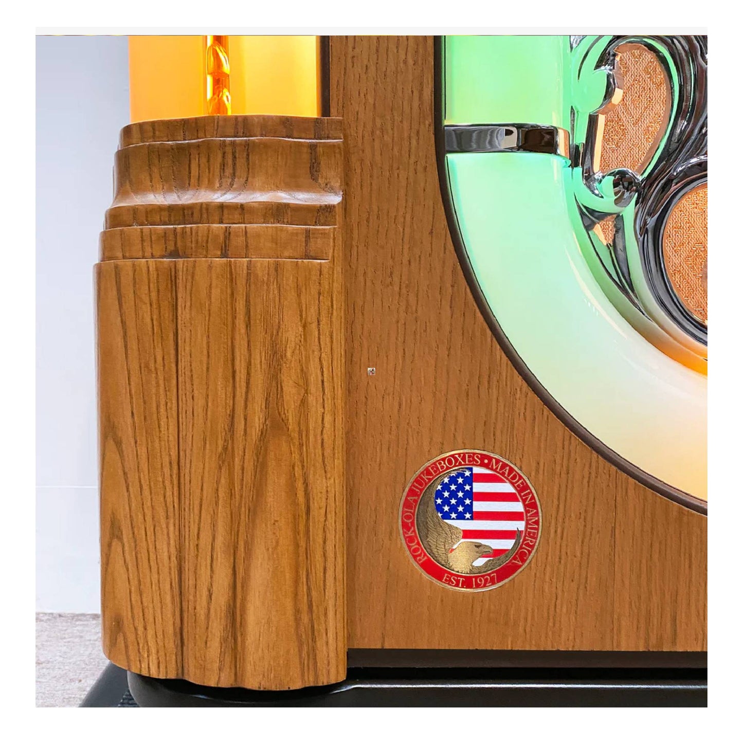 Wooden product with American flag emblem on a white background