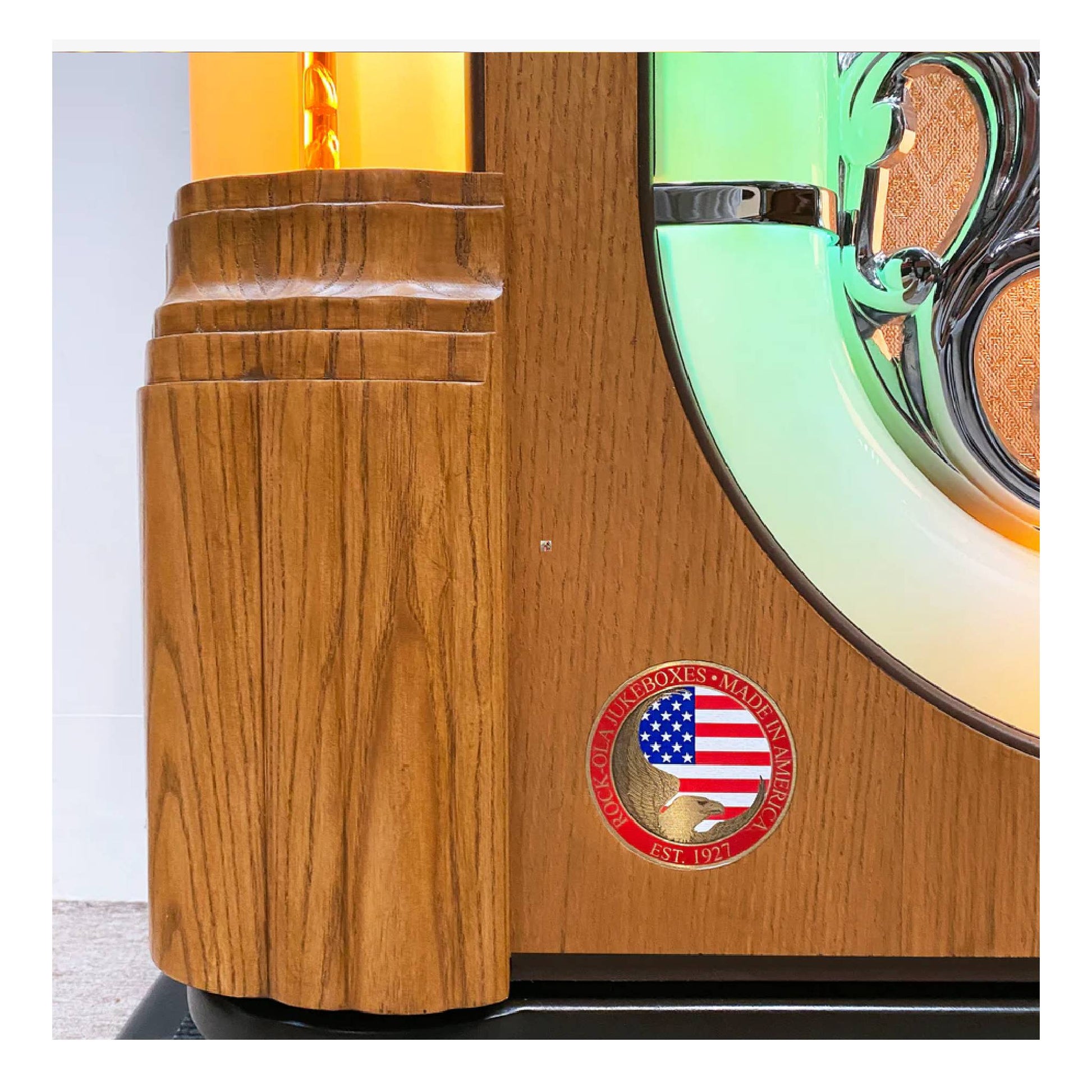 Wooden product with American flag emblem on a white background