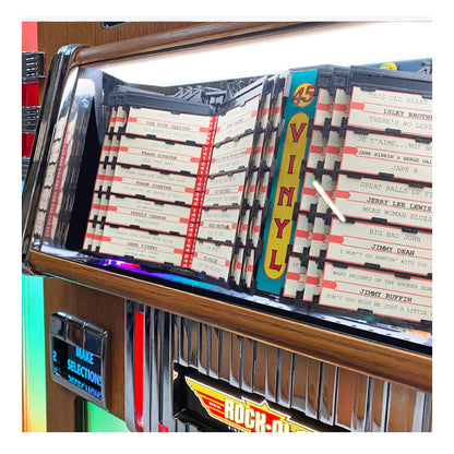 Jukebox with vinyl records and colorful labels