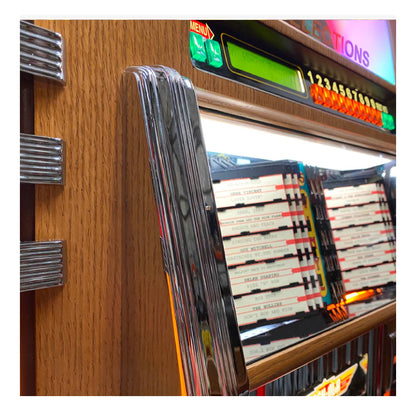 Close-up of a menu board with various food items listed in a restaurant setting.