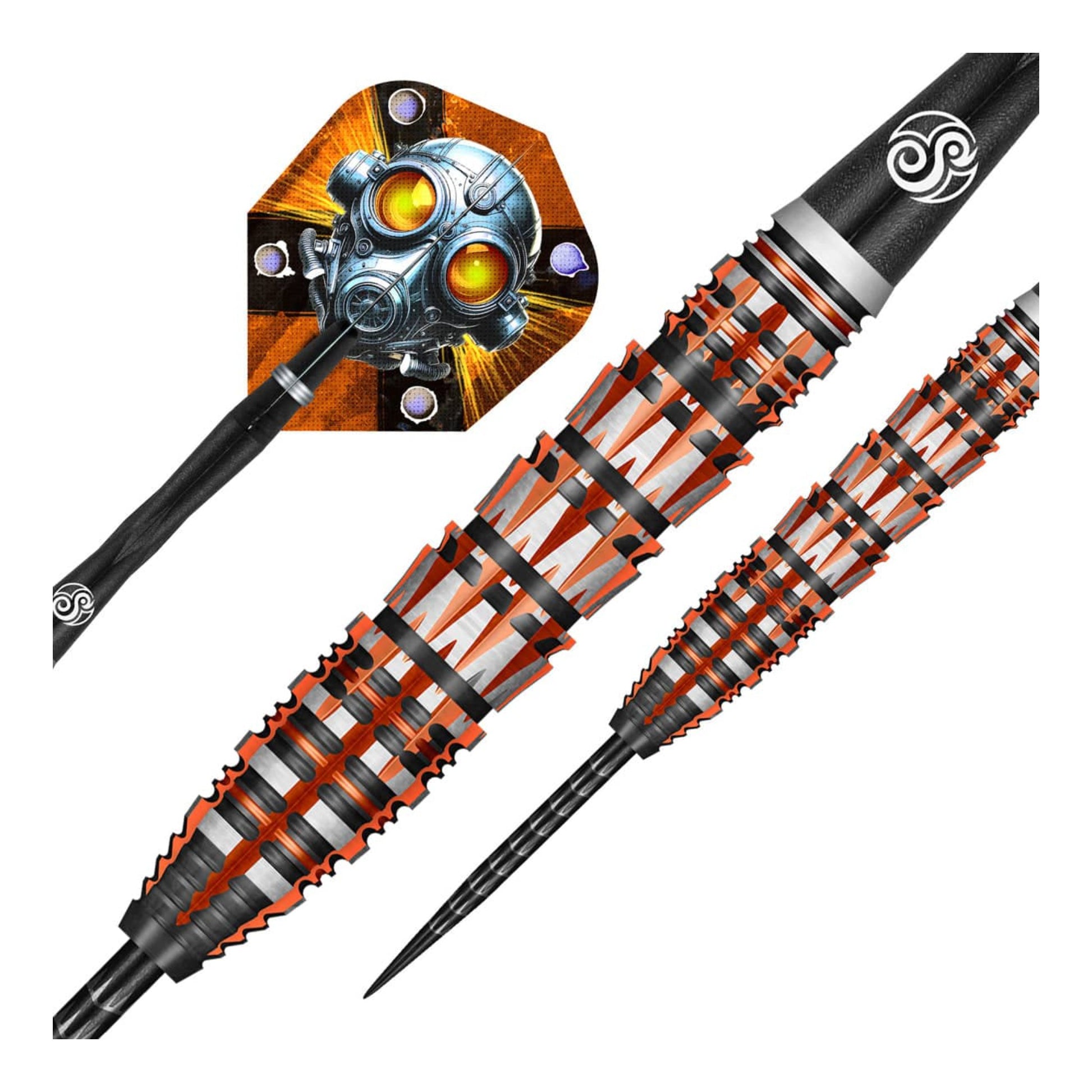 The Badlands Rustin dart set displayed in its official packaging, showing the darts, shafts, and flights, available at Kingston Billiards and Games.