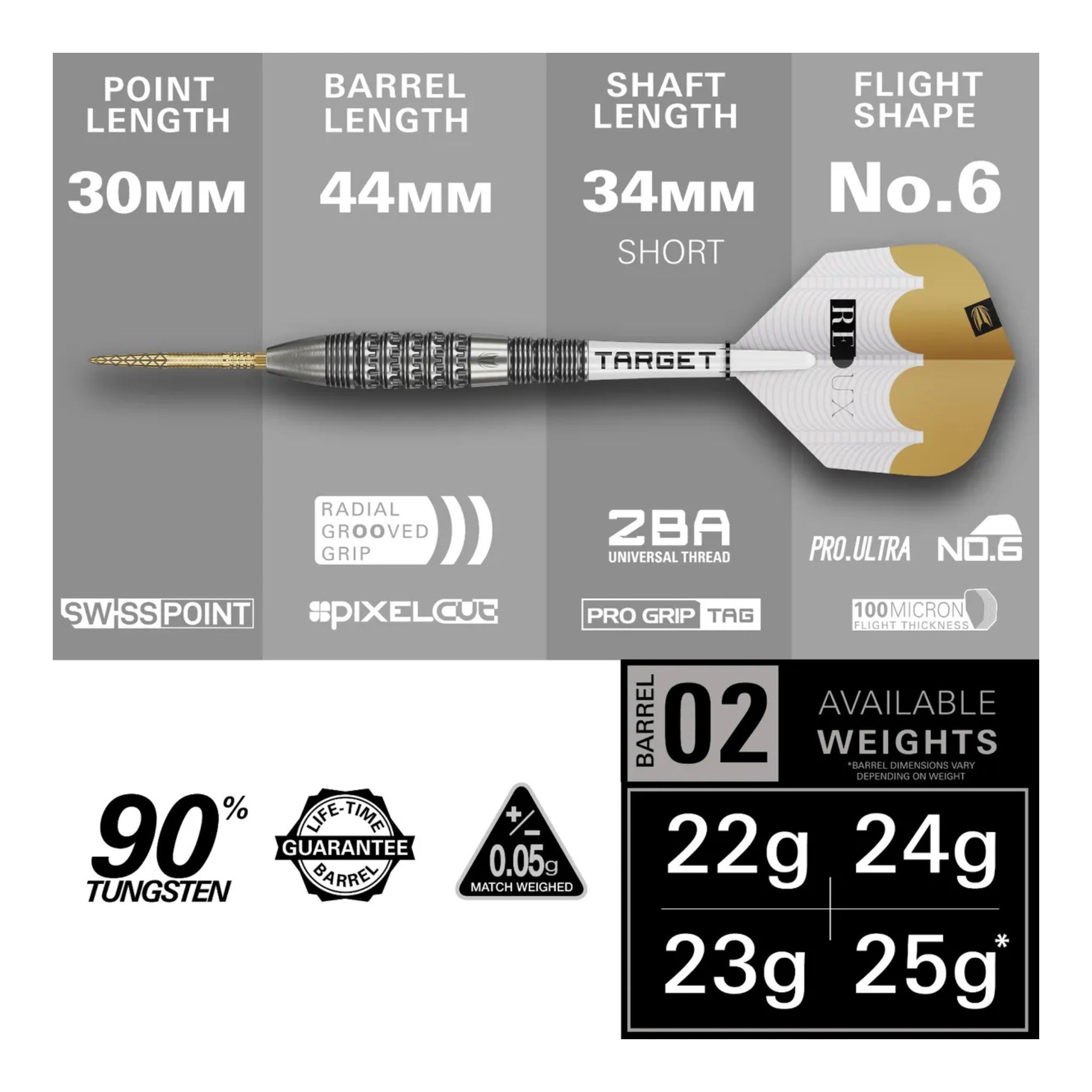 Target Redux 02 SP Darts | 90% Tungsten Swiss Point | Canada