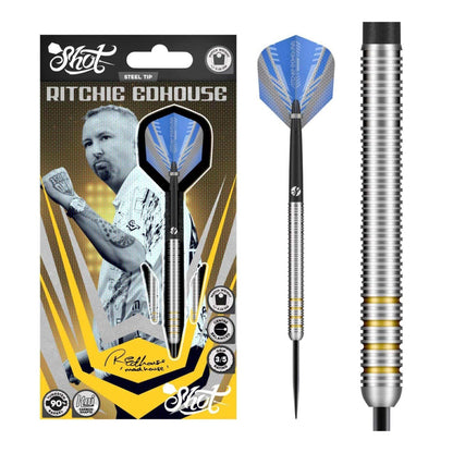 Shot darts with Ritchie Edhouse packaging on a white background