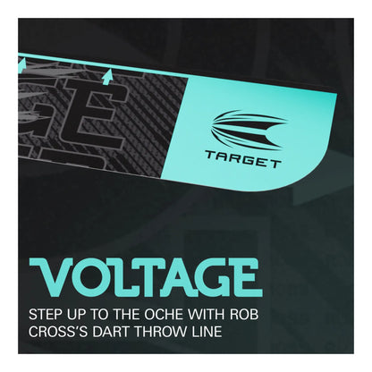Close up of Rob Cross throw line showing Voltage branding and ghost print