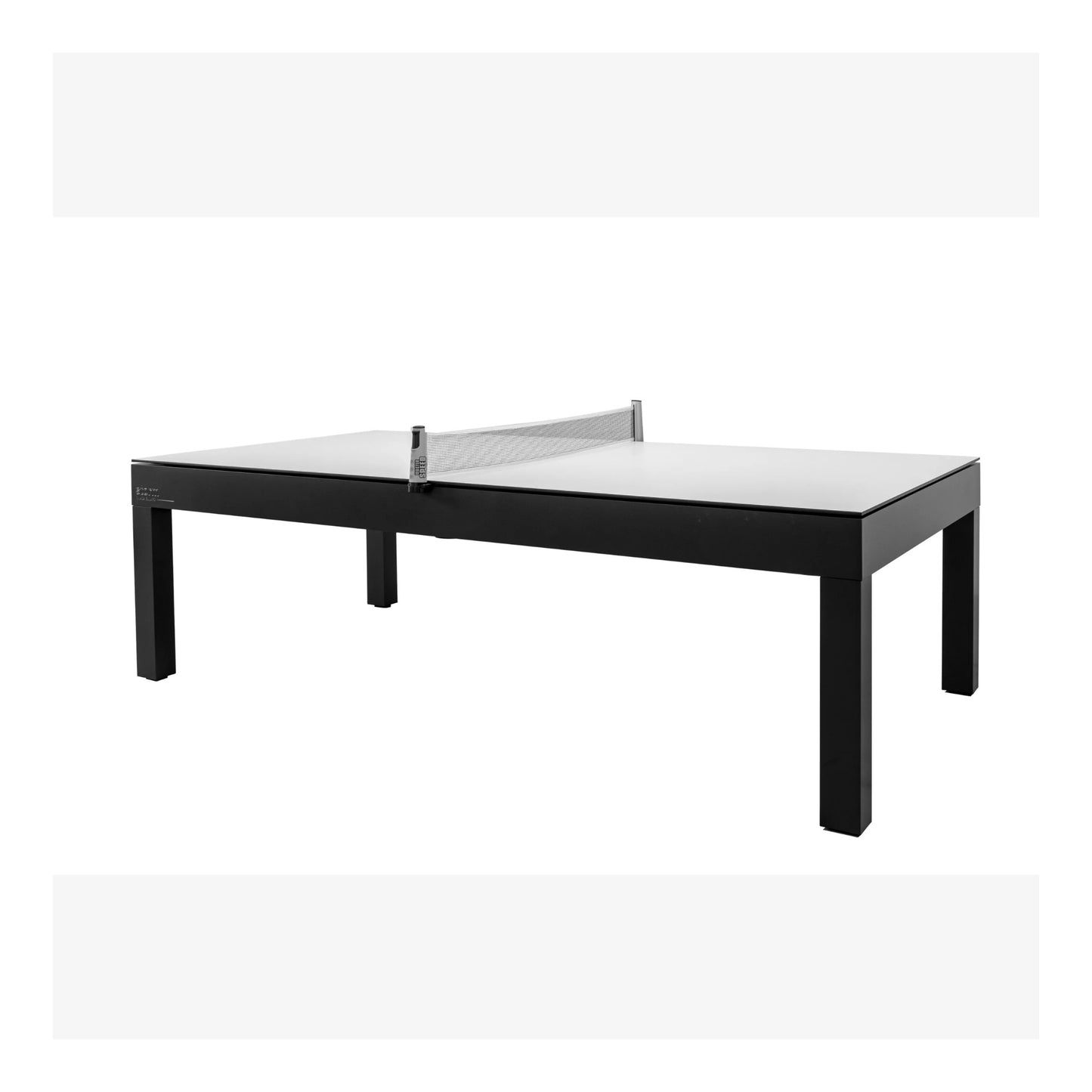 Black and white ping pong table on a white background