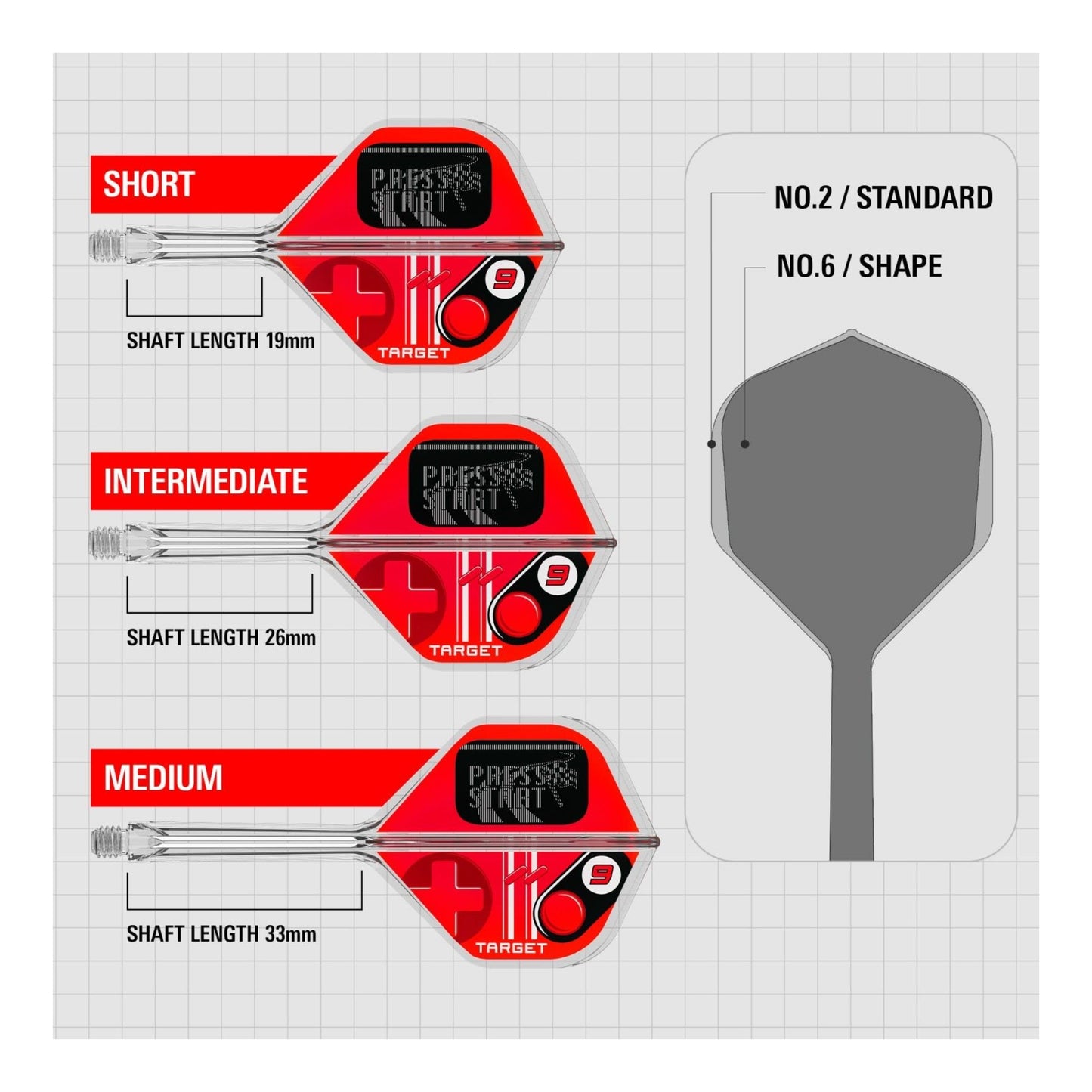 Press Start K-Flex No.2 shaft length  and shape comparison image