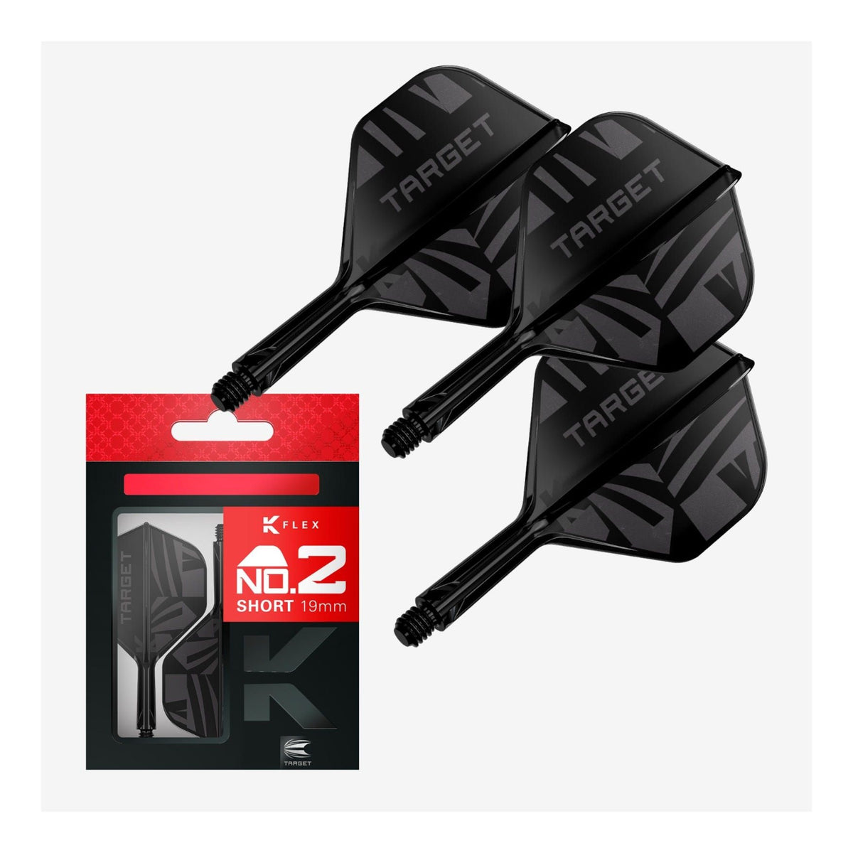 Target Printed K-Flex Black No.2 Dart Flights & Shafts
