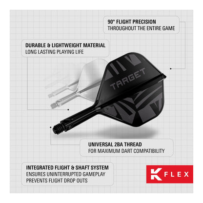 Target Printed K-Flex Black No.2 Dart Flights & Shafts