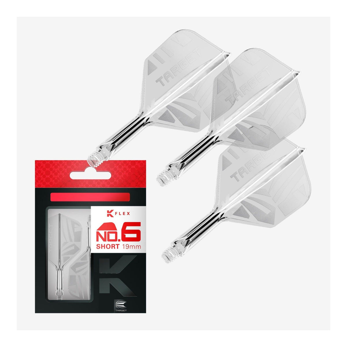 Target Printed K-Flex Clear No.6 Integrated Dart Flights & Shafts