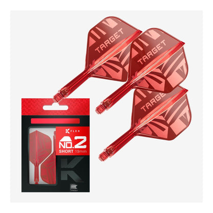 Target Printed K-Flex Red No.2 Integrated Dart Flights & Shafts
