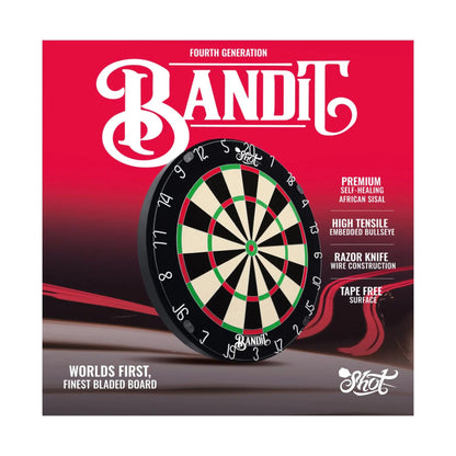 Dartboard with Bandit branding on a red background
