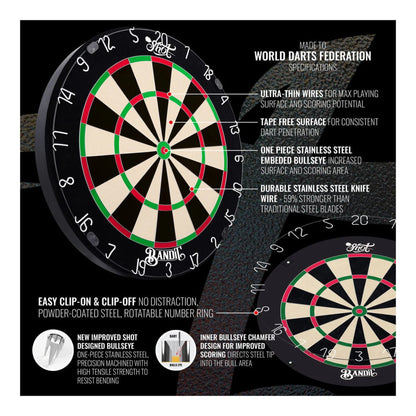 Full view of Shot Bandit Gen 4 staple-free sisal dartboard
