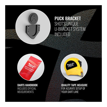 Mounting kit and accessories included with Shot Bandit Gen 4 dartboard