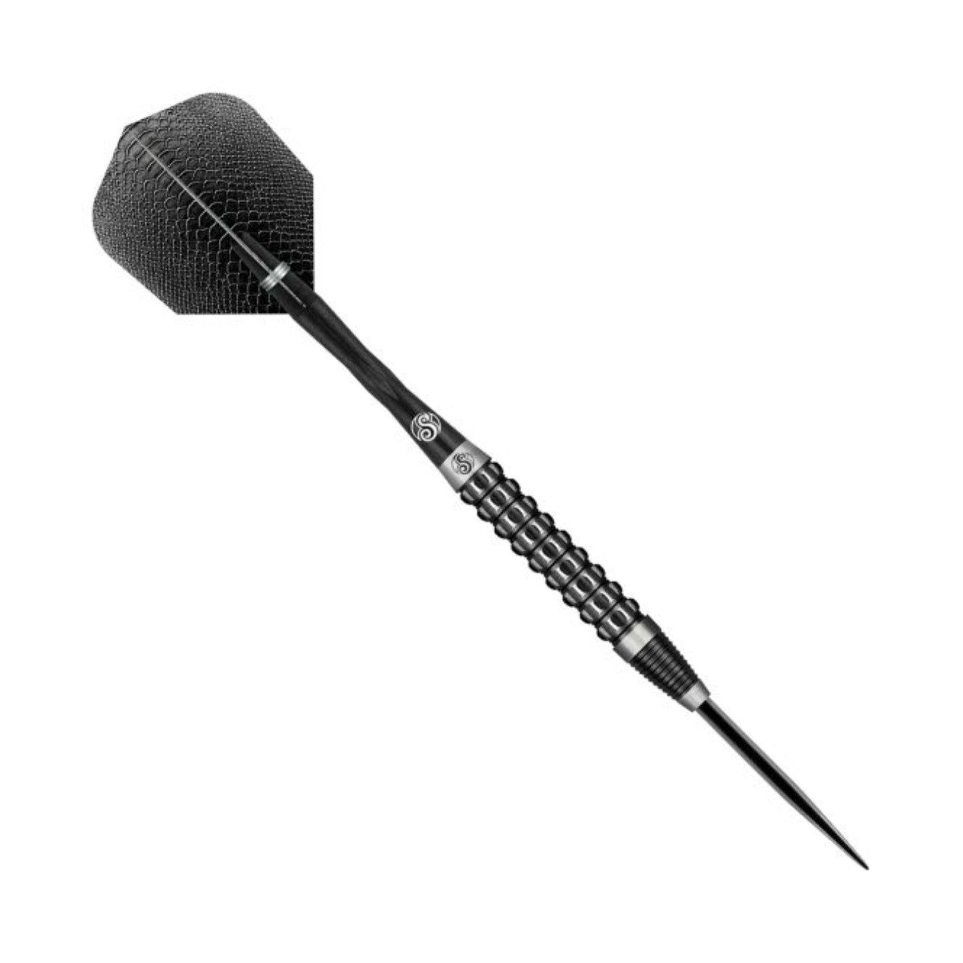 Shot Americana Gator 90% Tungsten Steel Tip Dart Set with Black Titanium coating.