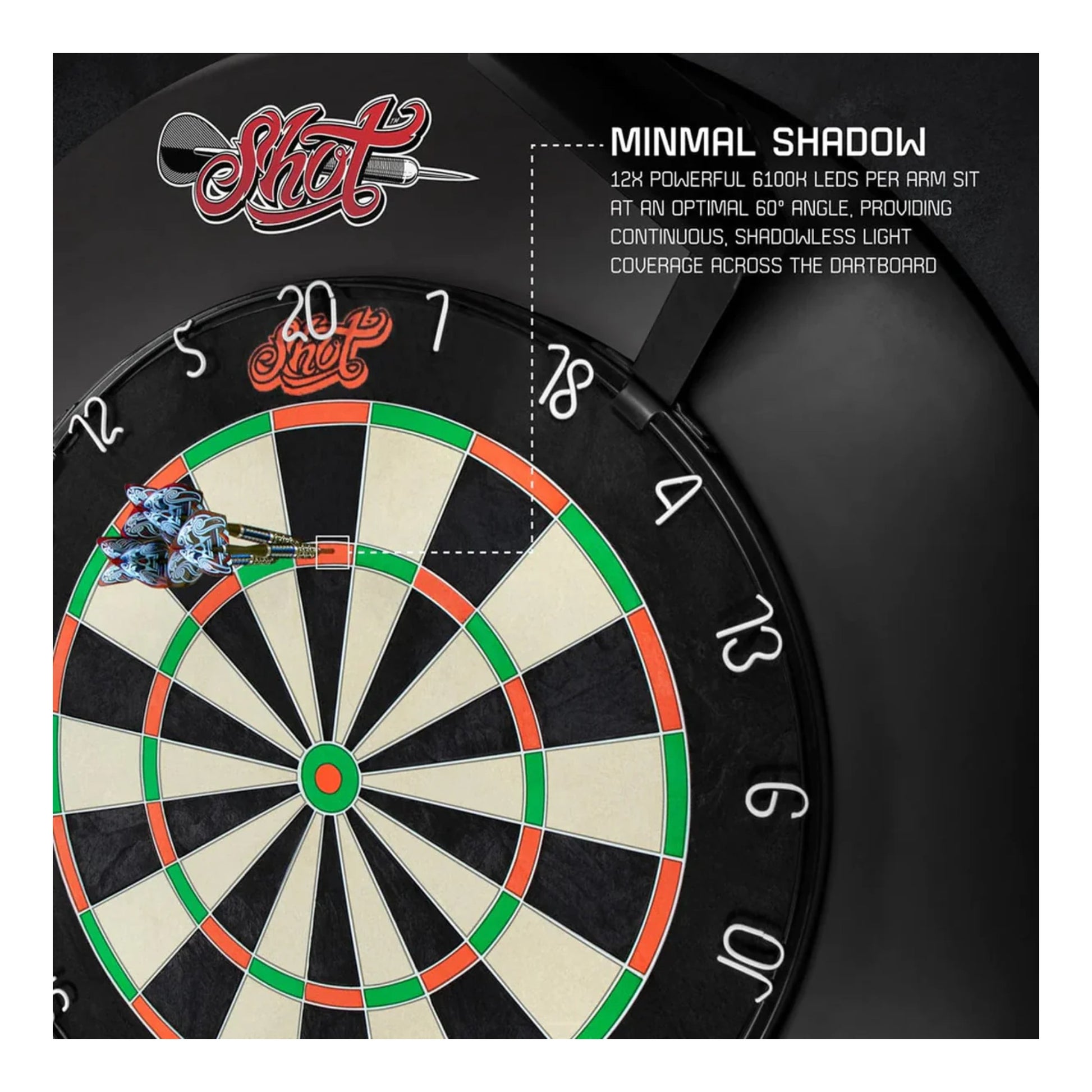 Shot Stadium light arm angle detail showing 60 degree glare-free position