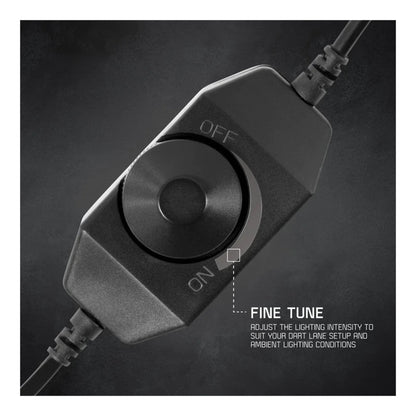 Black light intensity control switch with 'ON' and 'OFF' labels on a dark background.