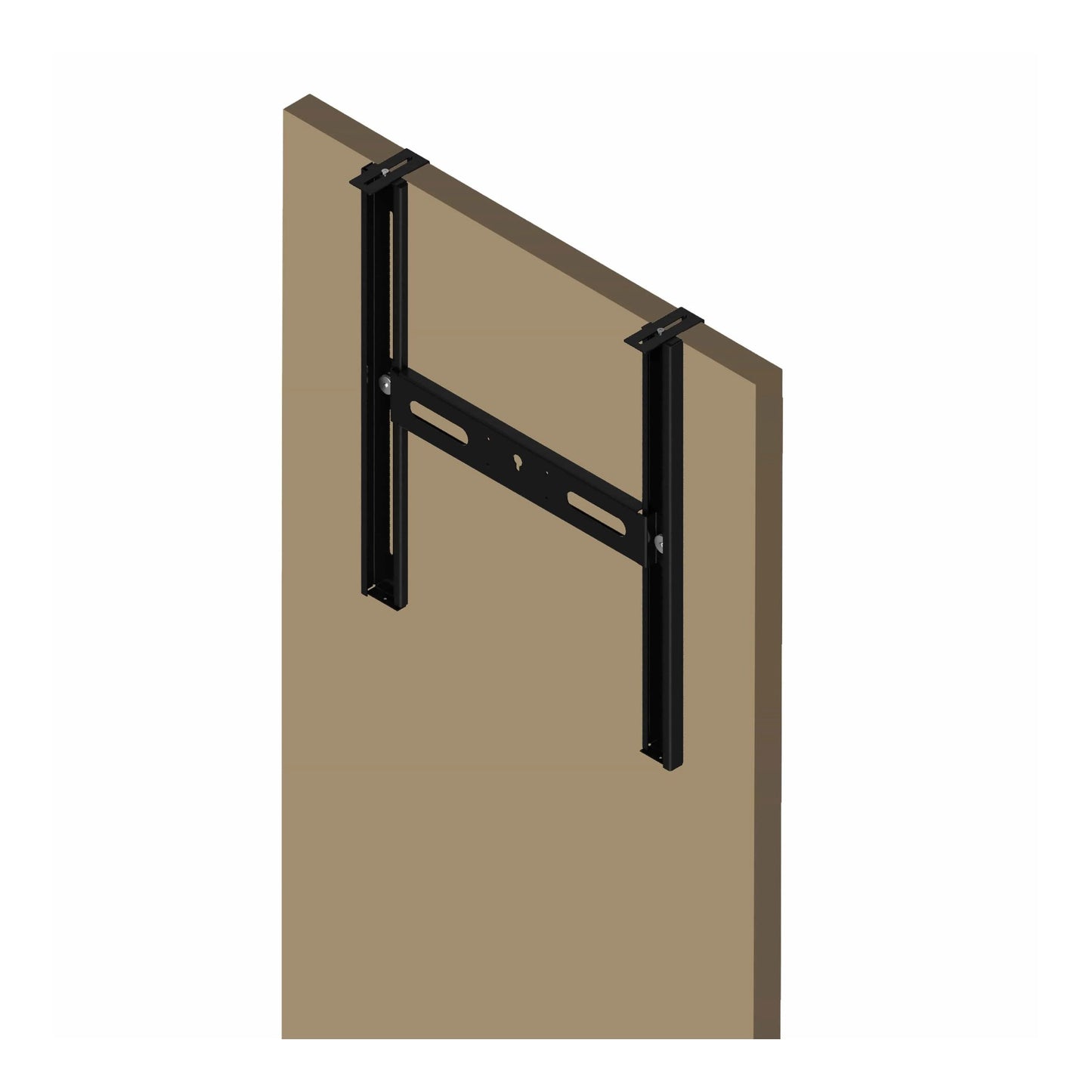 Black wall mount bracket on a beige background