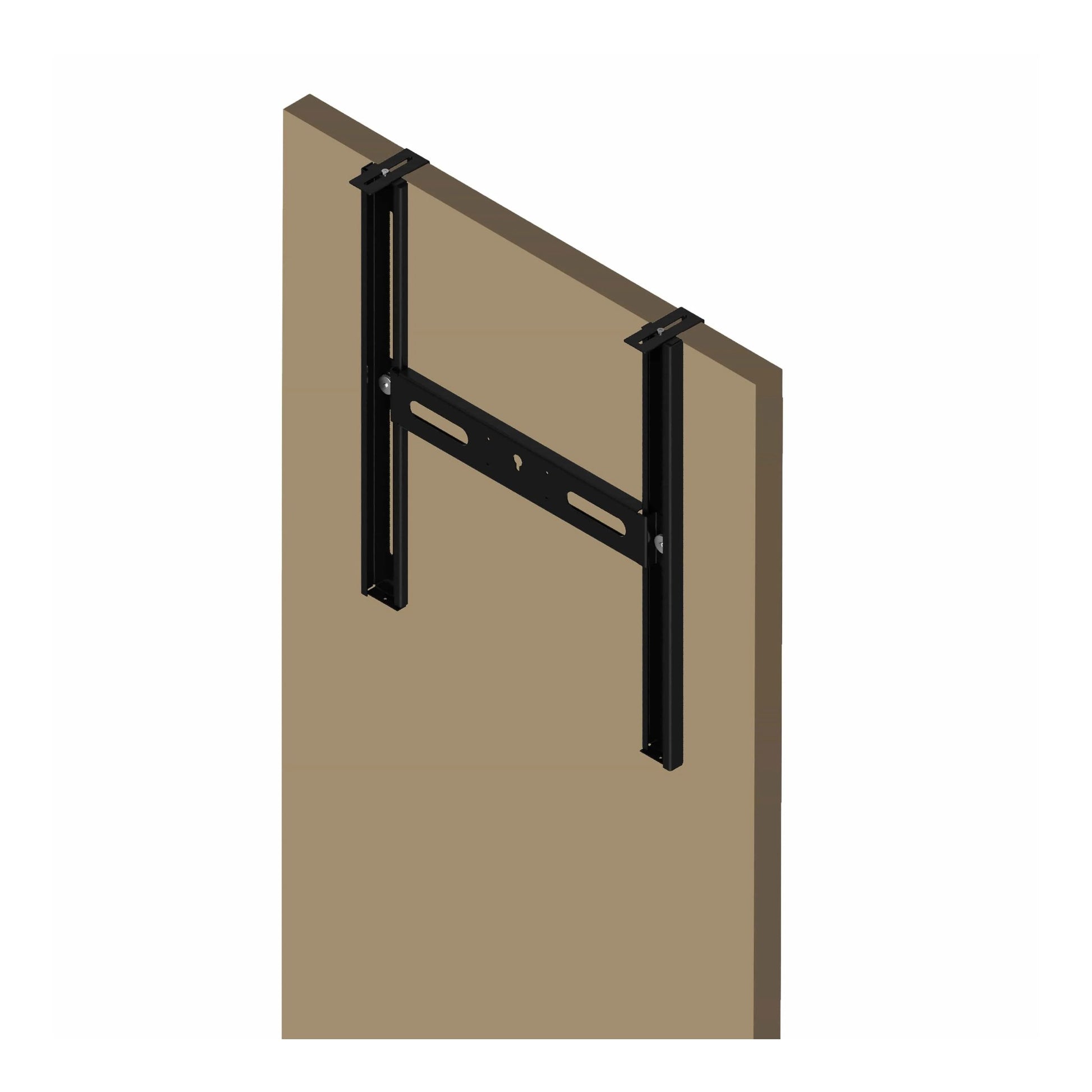 Black wall mount bracket on a beige background