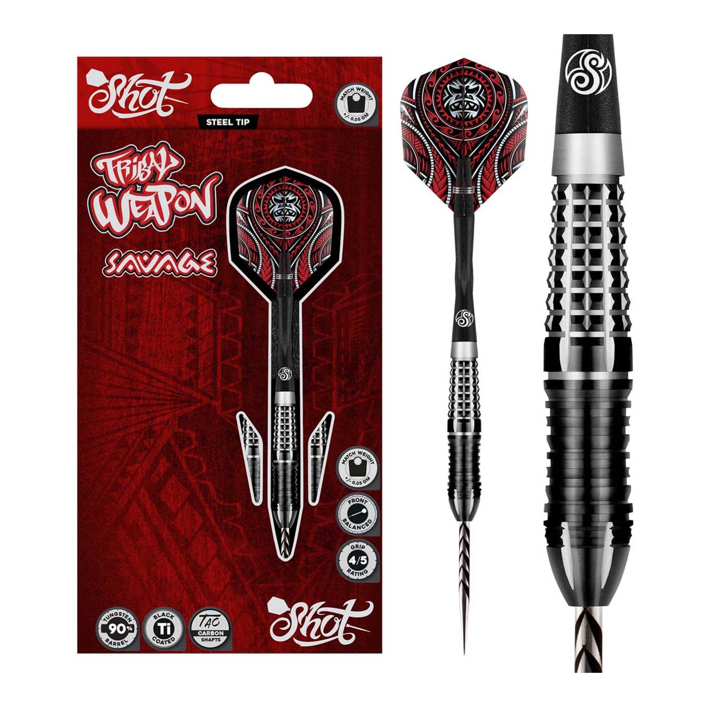 Shot Tribal Weapon Savage steel tip dart set 90 percent tungsten full packaging with flights