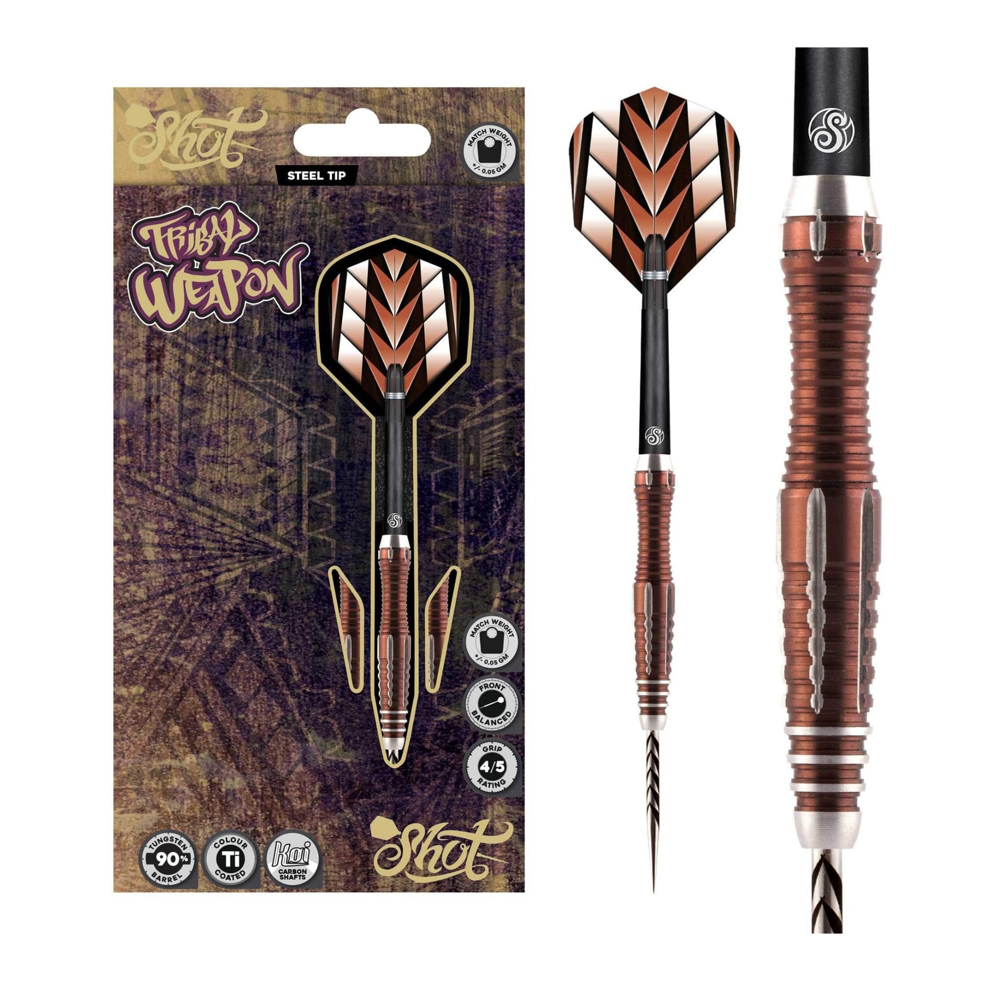 Shot Tribal Weapon 1 Series steel tip dart set 90 percent tungsten full packaging with flights