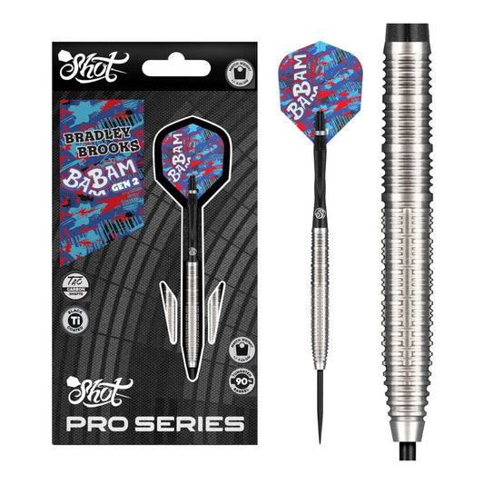 Full assembly of Bradley Brooks Gen 2 darts with flights and shafts